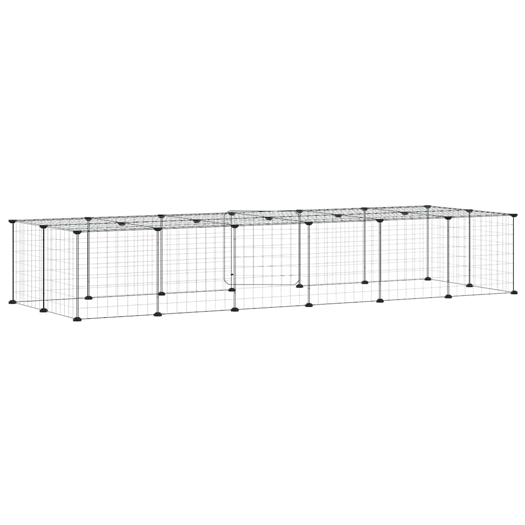 vidaXL Recinto per animali con porta, 28 pannelli, 210x70x35 cm, acciaio, nero