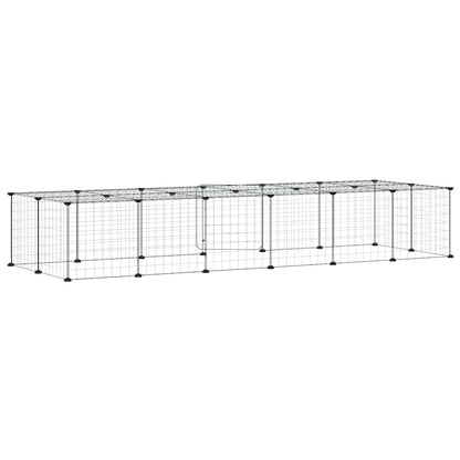 vidaXL Recinto per animali con porta, 28 pannelli, 210x70x35 cm, acciaio, nero