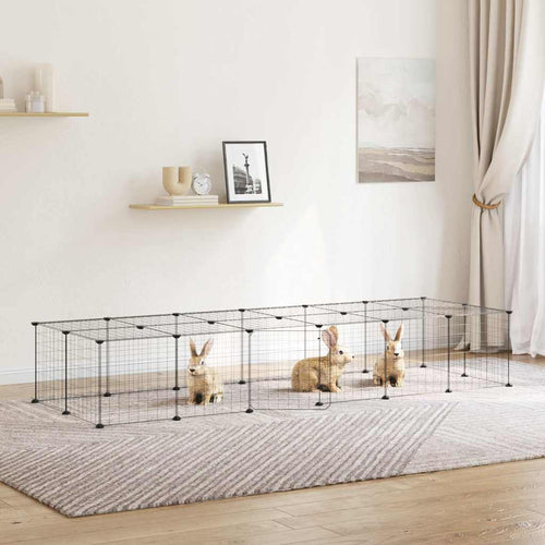 vidaXL Recinto per animali con porta, 28 pannelli, 210x70x35 cm, acciaio, nero