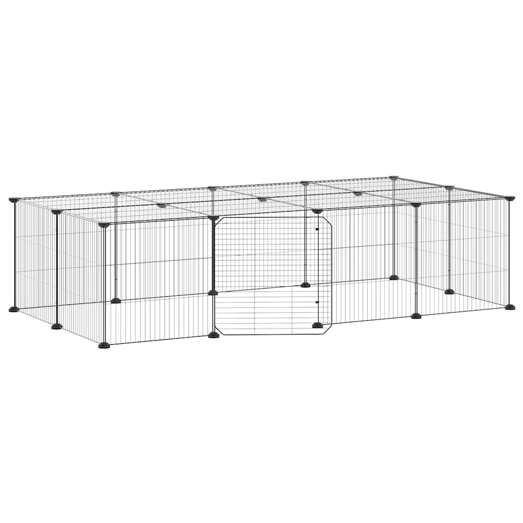 vidaXL Recinto per animali con porta, 20 pannelli, 140x70x35 cm, acciaio, nero