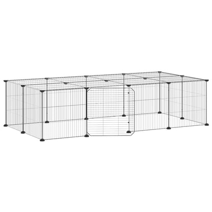 vidaXL Recinto per animali con porta, 20 pannelli, 140x70x35 cm, acciaio, nero