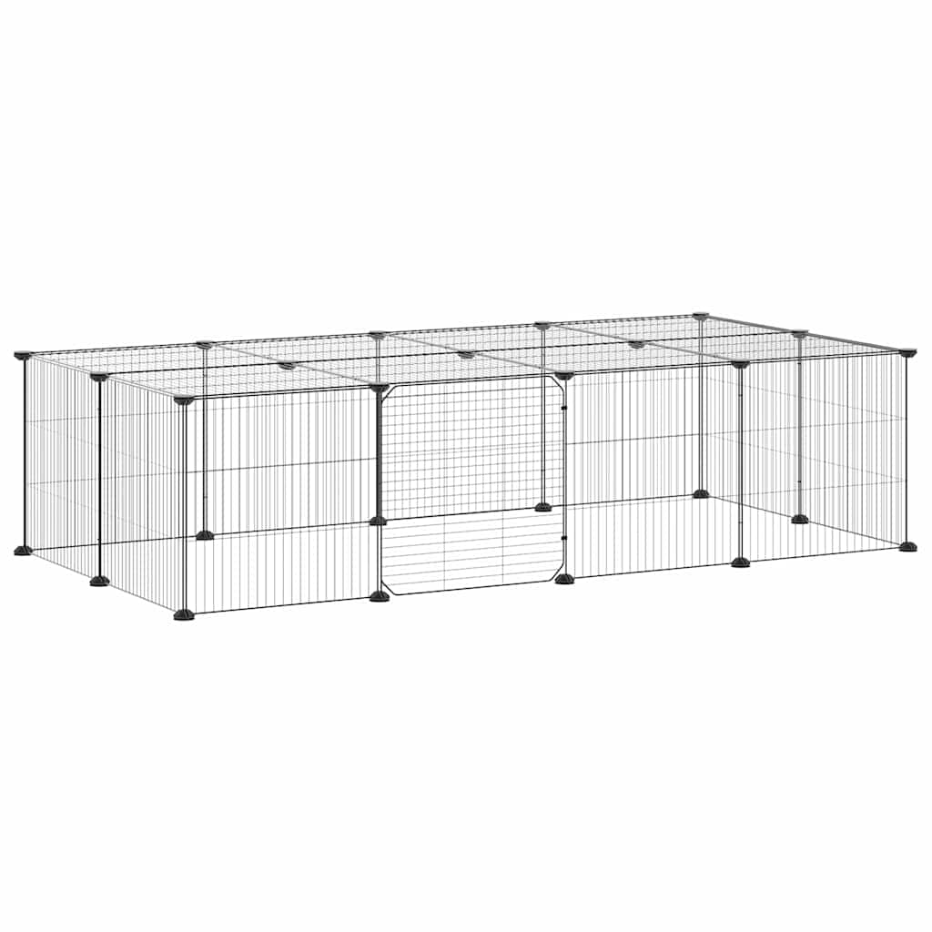 vidaXL Recinto per animali con porta, 20 pannelli, 140x70x35 cm, acciaio, nero