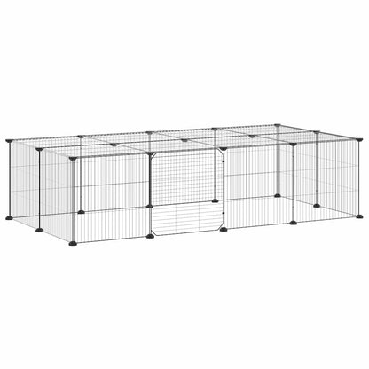 vidaXL Recinto per animali con porta, 20 pannelli, 140x70x35 cm, acciaio, nero