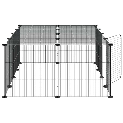 vidaXL Recinto per animali con porta, 20 pannelli, 140x70x35 cm, acciaio, nero