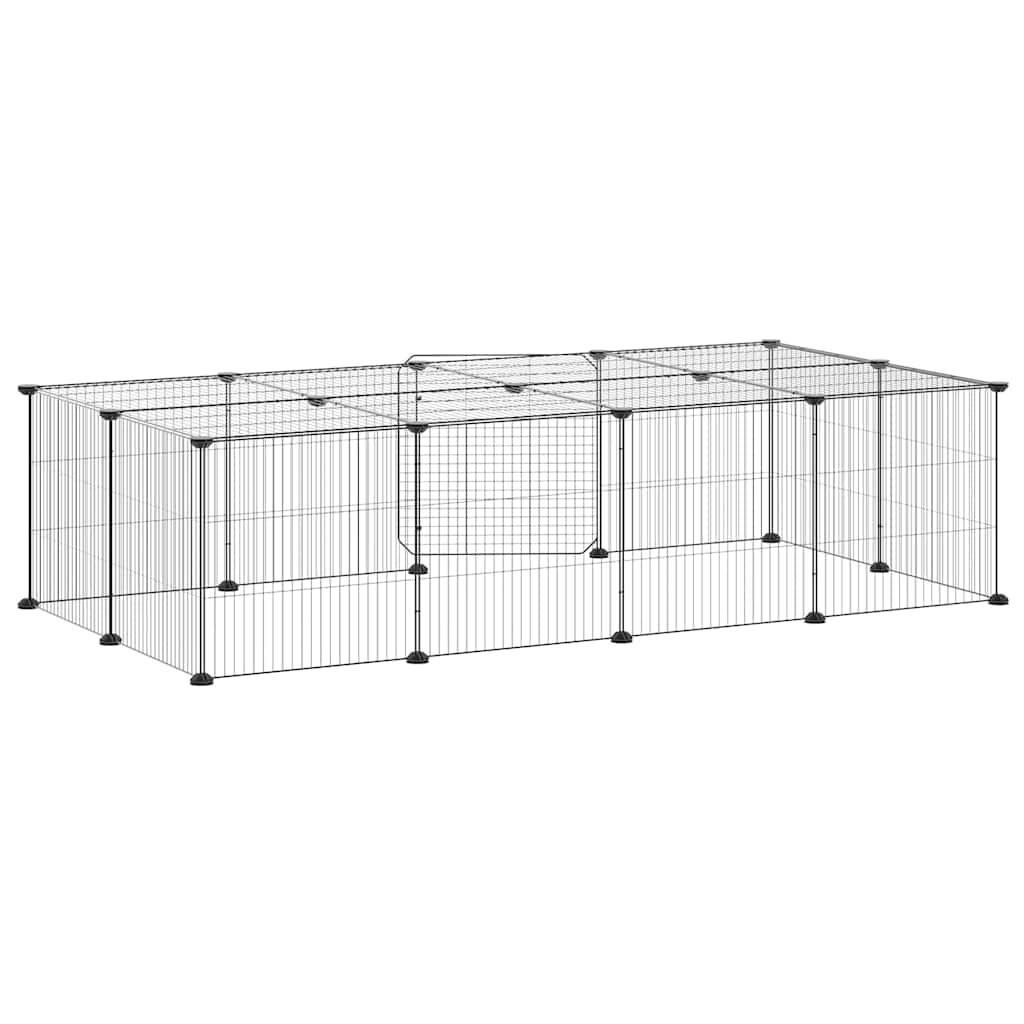 vidaXL Recinto per animali con porta, 20 pannelli, 140x70x35 cm, acciaio, nero