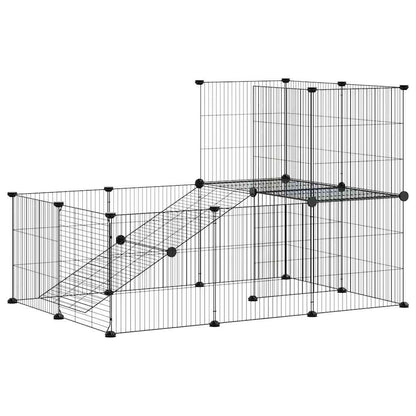 vidaXL Recinto per animali con porta, 20 pannelli, 105x70x70 cm, acciaio, nero