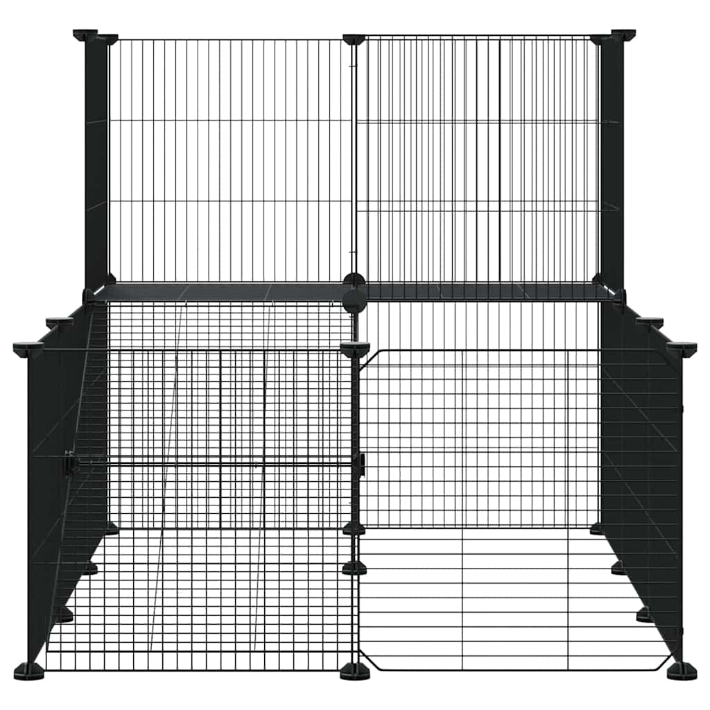 vidaXL Recinto per animali con porta, 20 pannelli, 105x70x70 cm, acciaio, nero