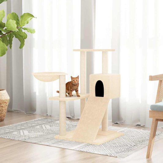 vidaXL Tiragraffi per gatti con pali in sisal, 82 cm, color crema