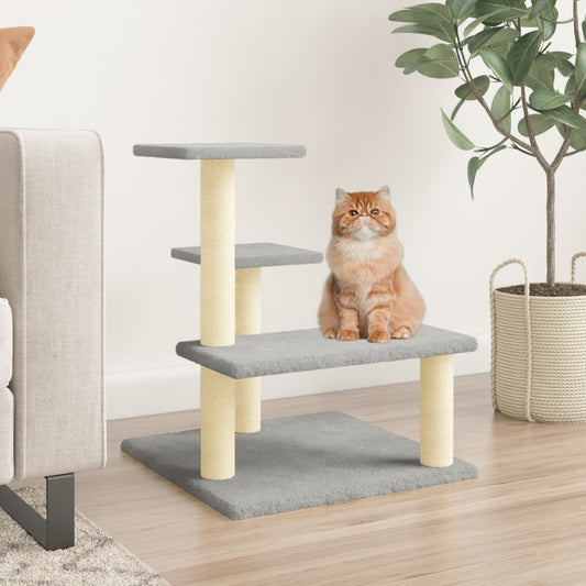 vidaXL Tiragraffi per gatti con pali in sisal, 61 cm, grigio chiaro