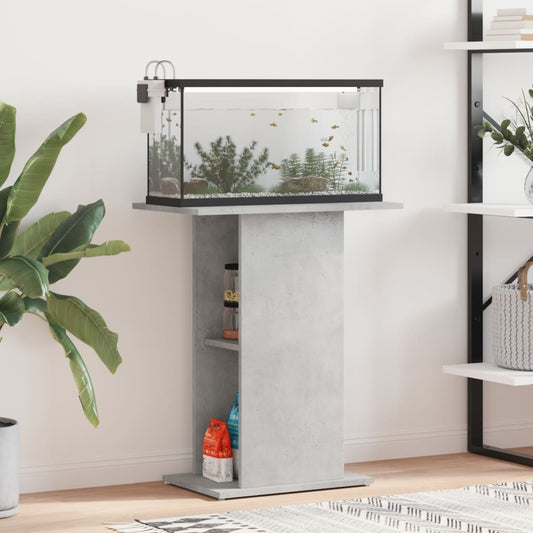 vidaXL Mobile per Acquario, in Legno Multistrato, Grigio Cemento, 60,5x36x72,5 cm