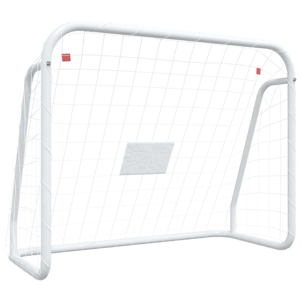 vidaXL Porta da Calcio con Rete Bianca 125x96x60 cm Acciaio Poliestere