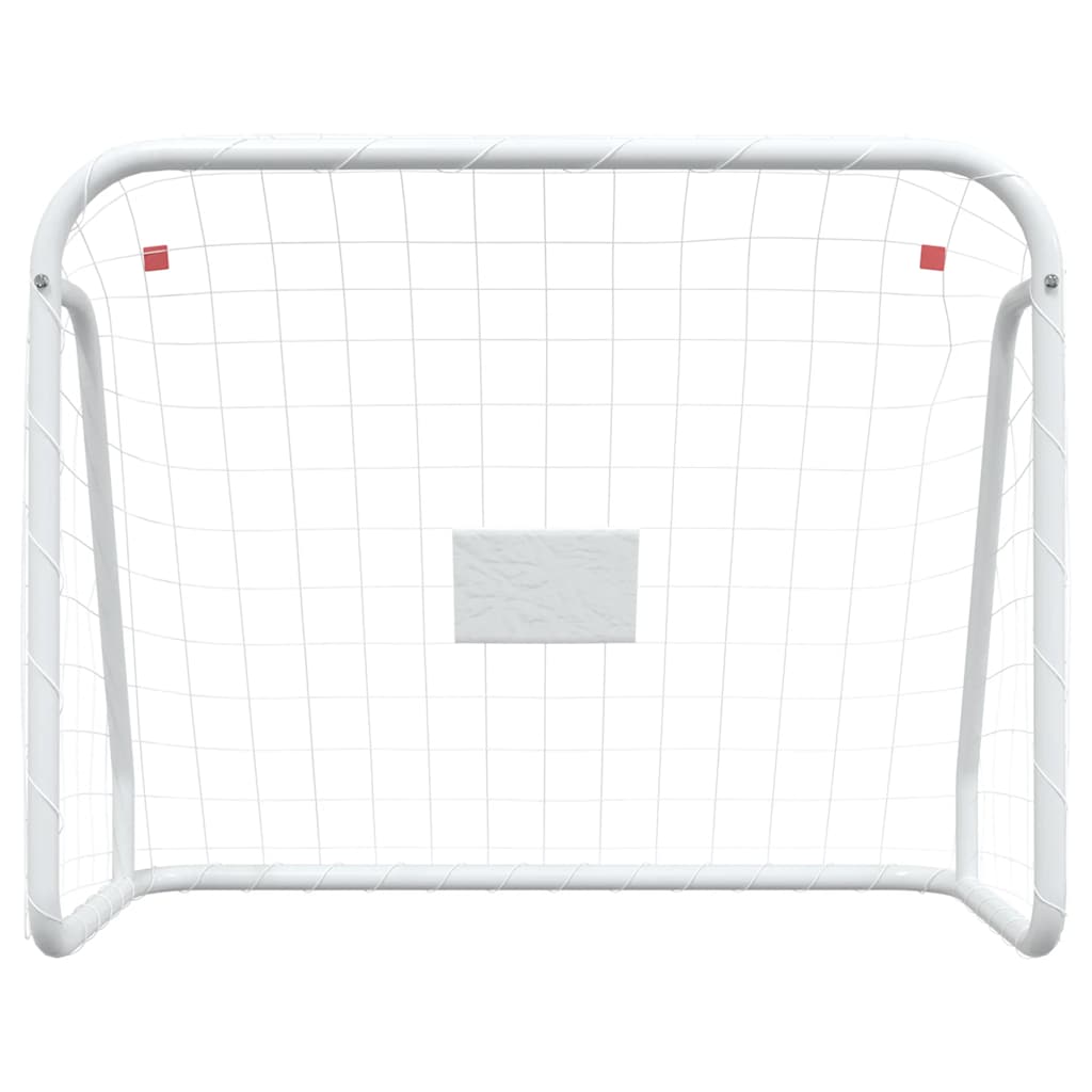 vidaXL Porta da Calcio con Rete Bianca 125x96x60 cm Acciaio Poliestere