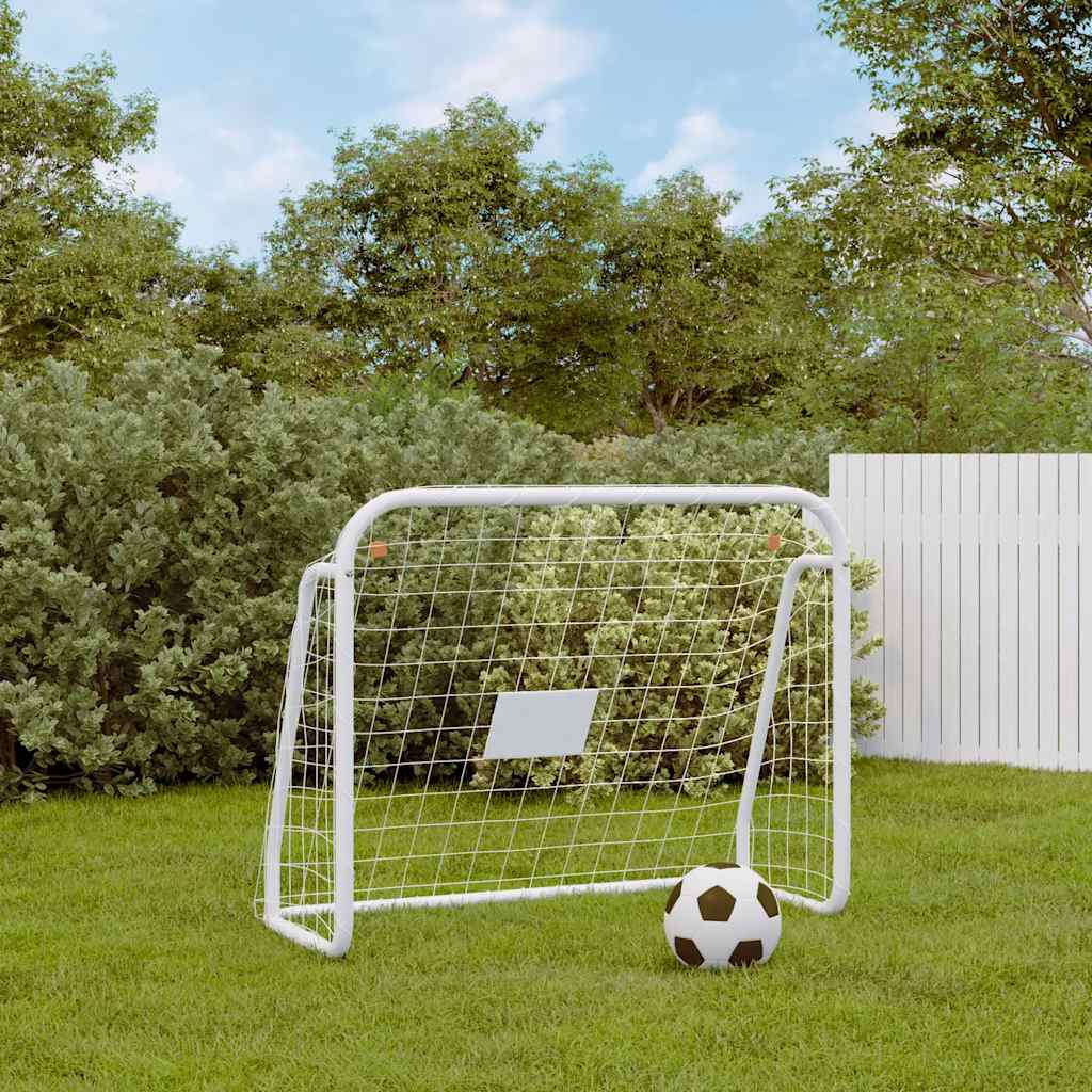 vidaXL Porta da Calcio con Rete Bianca 125x96x60 cm Acciaio Poliestere