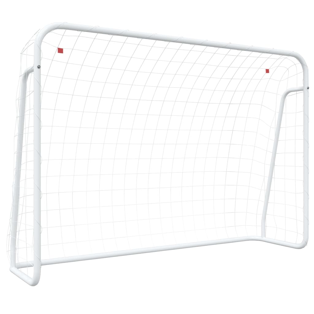 vidaXL Porta da Calcio con Rete Bianca 214x75x152cm Acciaio Poliestere