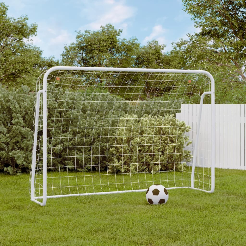 vidaXL Porta da Calcio con Rete Bianca 214x75x152cm Acciaio Poliestere