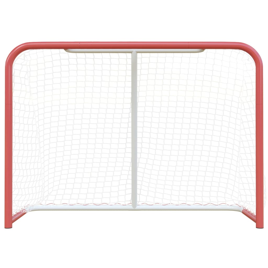 vidaXL Porta Hockey Rete Rossa Bianca 153x60x118cm Acciaio Poliestere