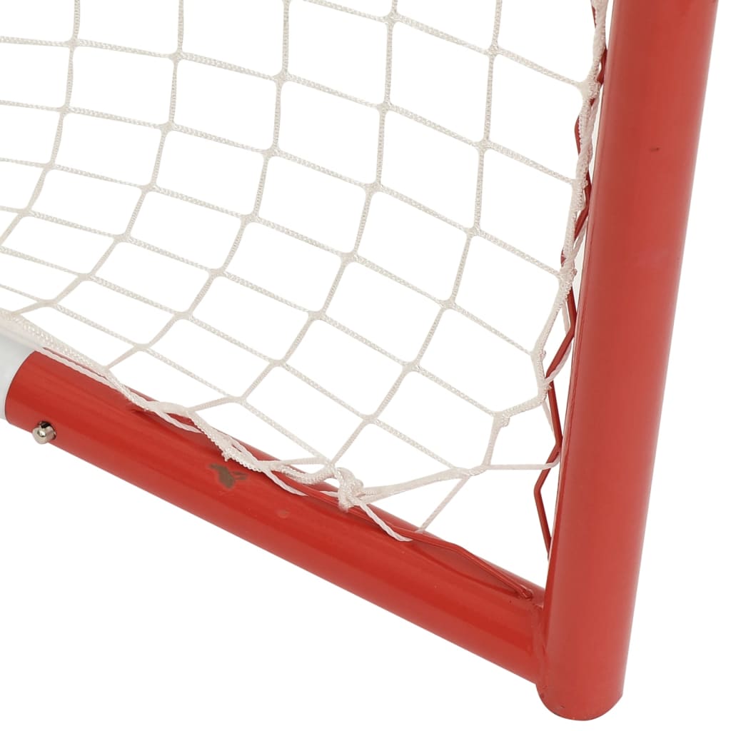 vidaXL Porta Hockey Rete Rossa Bianca 153x60x118cm Acciaio Poliestere