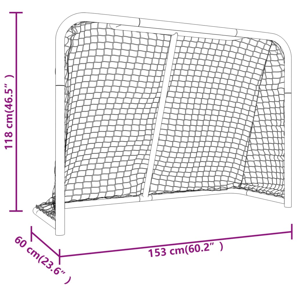 vidaXL Porta Hockey Rete Rossa Bianca 153x60x118cm Acciaio Poliestere