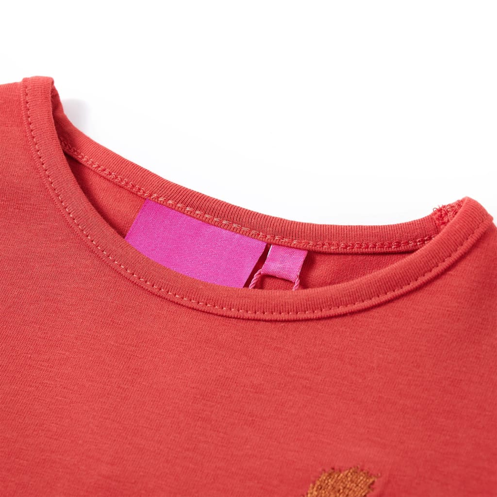 Maglietta da Bambina Maniche Lunghe Rosso Bruciato 128