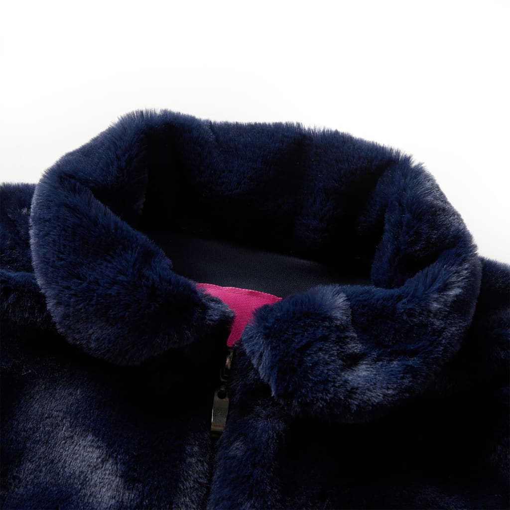 Cappotto per Bambini in Pelliccia Sintetica Blu Marino 104