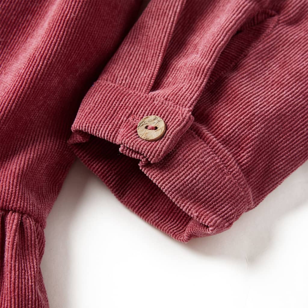 Abito da Bambina con Maniche Lunghe in Velluto a Coste Rosa Antico 128
