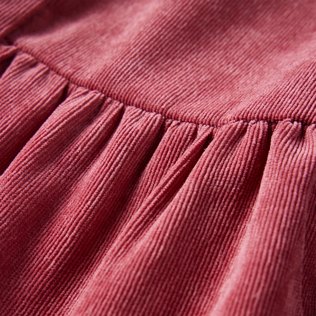 Abito da Bambina con Maniche Lunghe in Velluto a Coste Rosa Antico 128