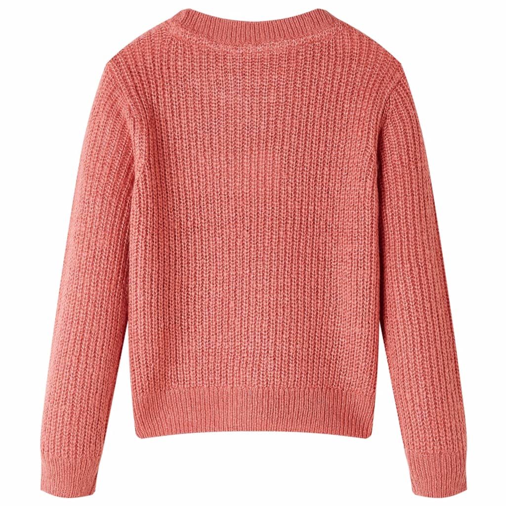 Maglione da Bambina Lavorato a Maglia Rosa Medio 128