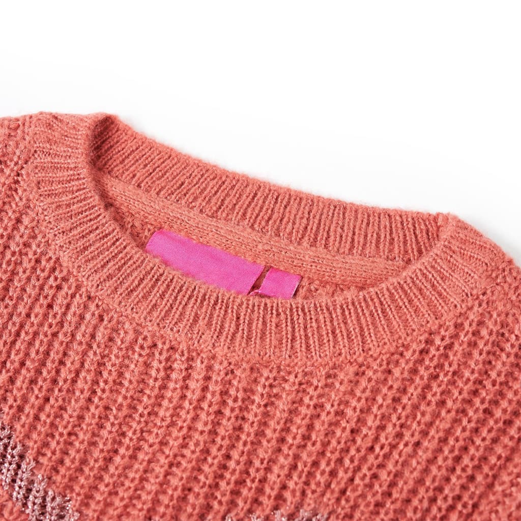 Maglione da Bambina Lavorato a Maglia Rosa Medio 128