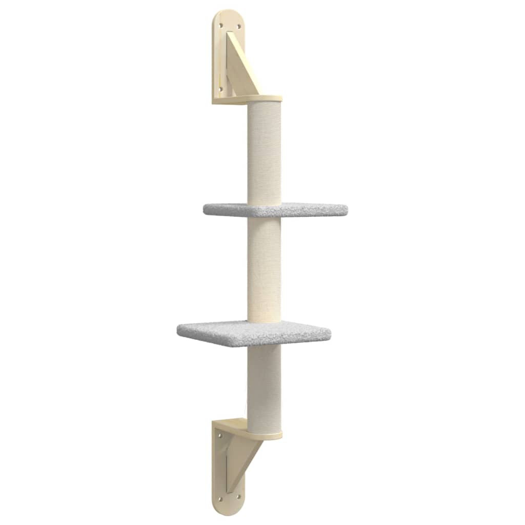 vidaXL Mobile per gatti a parete con tiragraffi, 108 cm, grigio chiaro