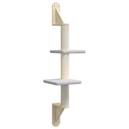 vidaXL Mobile per gatti a parete con tiragraffi, 108 cm, grigio chiaro