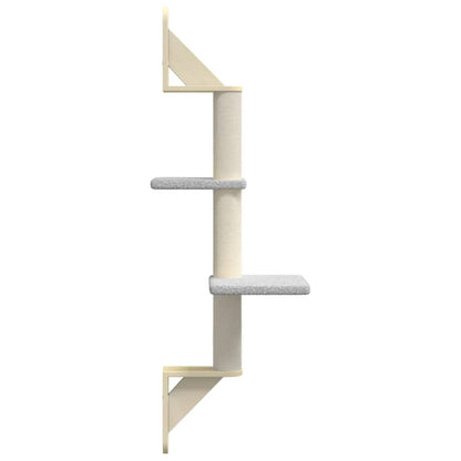 vidaXL Mobile per gatti a parete con tiragraffi, 108 cm, grigio chiaro