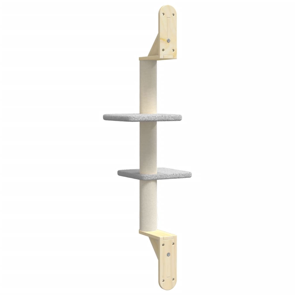 vidaXL Mobile per gatti a parete con tiragraffi, 108 cm, grigio chiaro