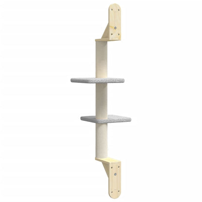 vidaXL Mobile per gatti a parete con tiragraffi, 108 cm, grigio chiaro