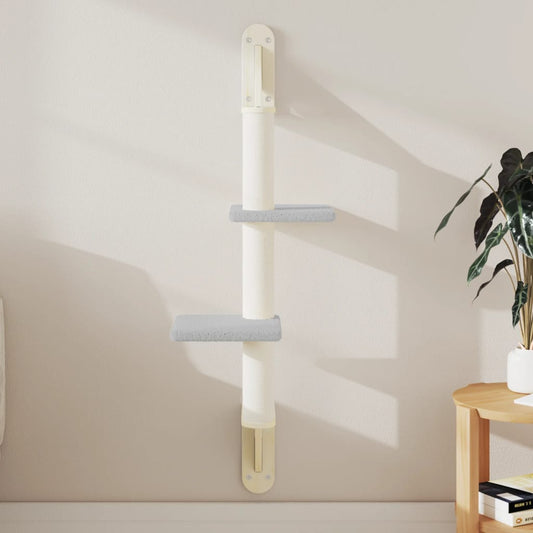 vidaXL Mobile per gatti a parete con tiragraffi, 108 cm, grigio chiaro