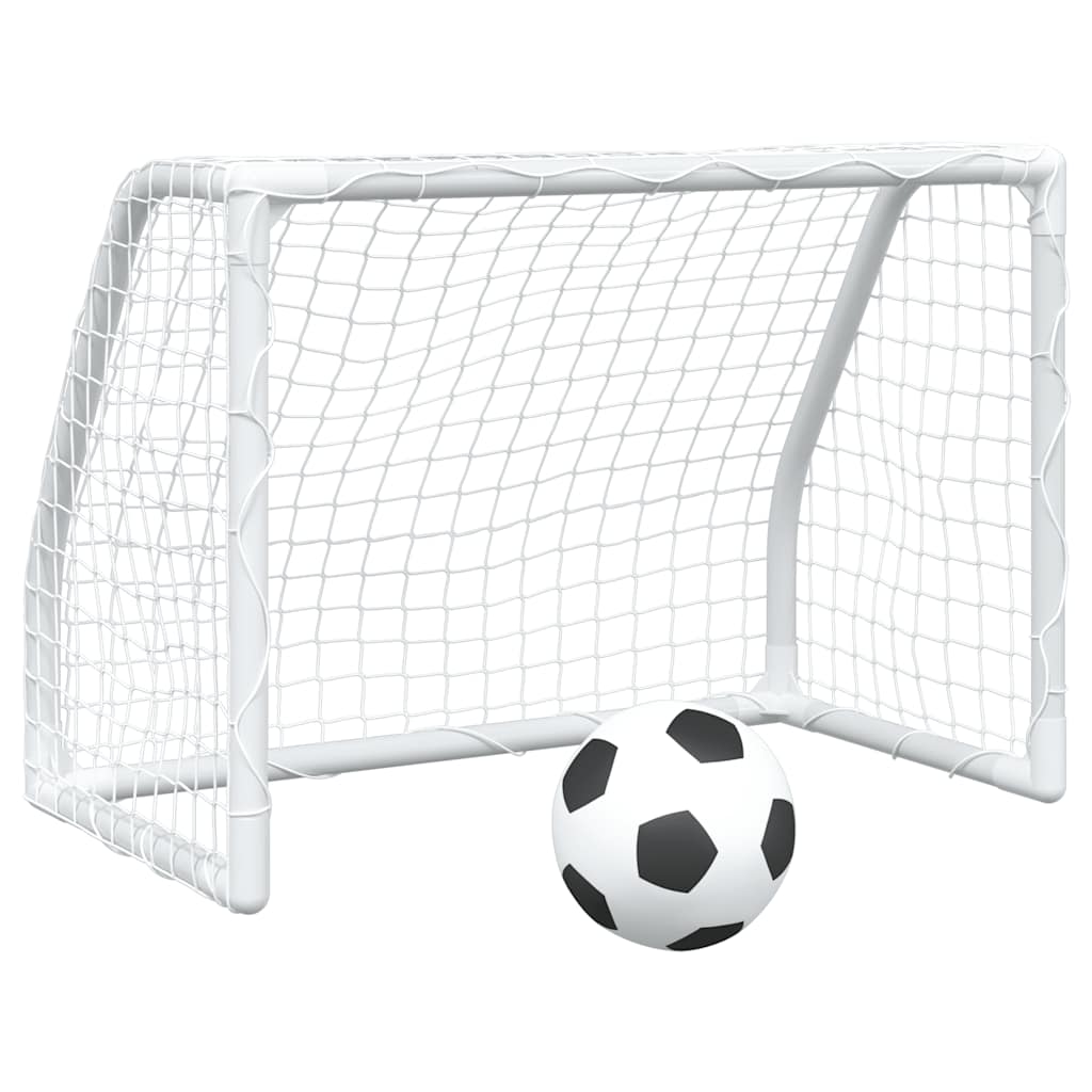 vidaXL Porte Calcio Bambini 2pz con Pallone Bianco 64x35x48 cm Metallo