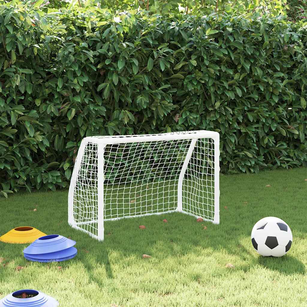vidaXL Porte Calcio Bambini 2pz con Pallone Bianco 64x35x48 cm Metallo