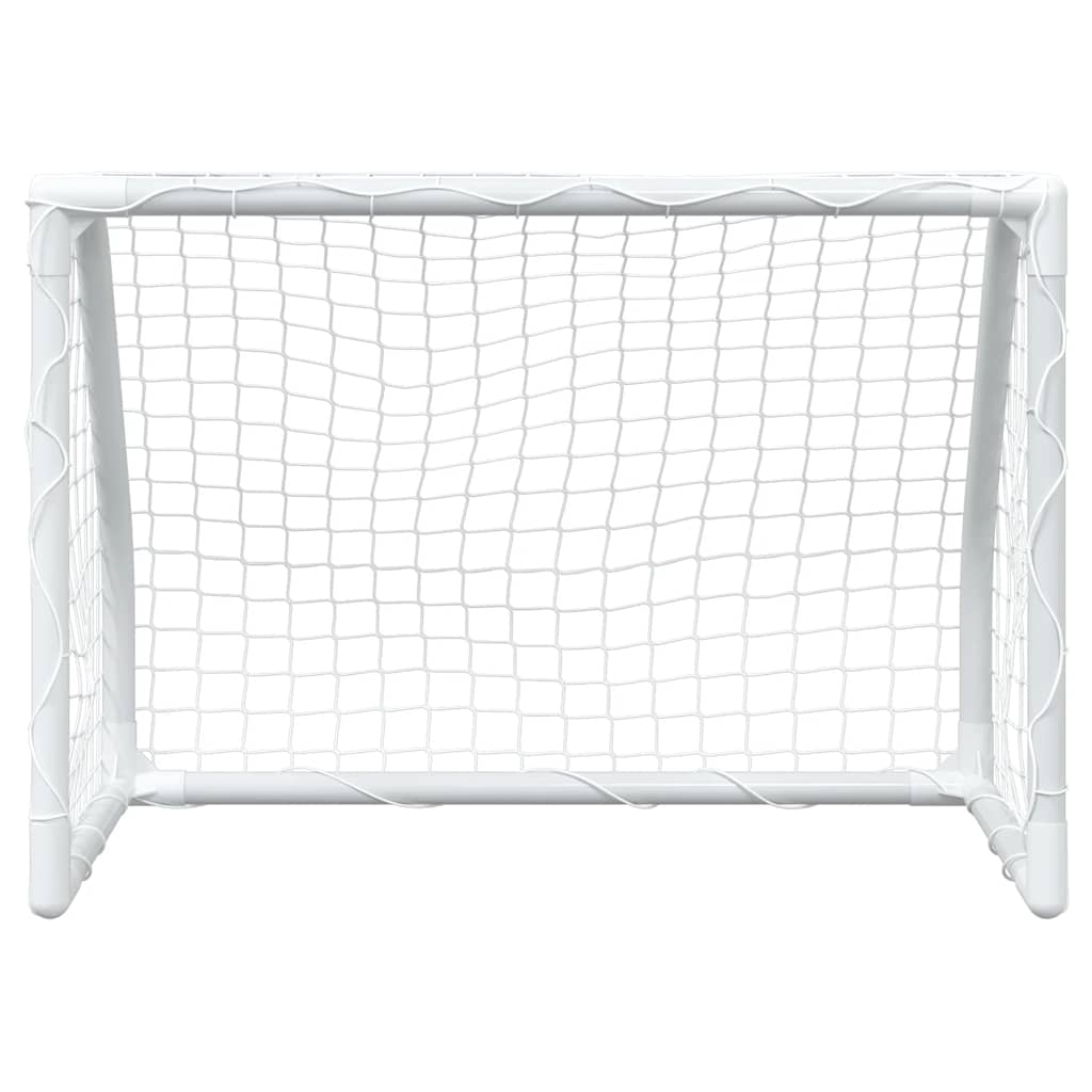 vidaXL Porte Calcio Bambini 2pz con Pallone Bianco 64x35x48 cm Metallo