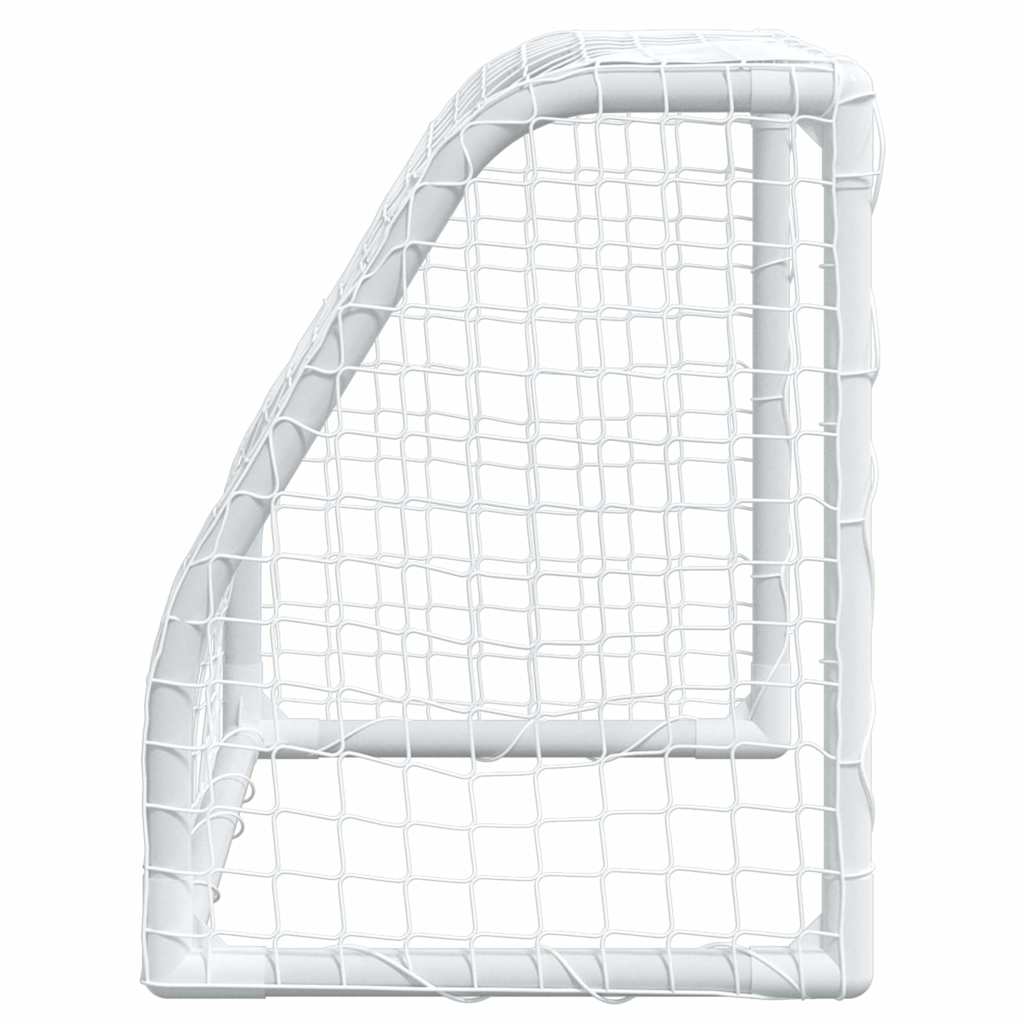 vidaXL Porte Calcio Bambini 2pz con Pallone Bianco 64x35x48 cm Metallo