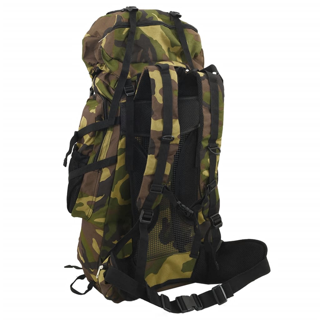 vidaXL Zaino da Trekking Verde Mimetico 80 L in Tessuto Oxford