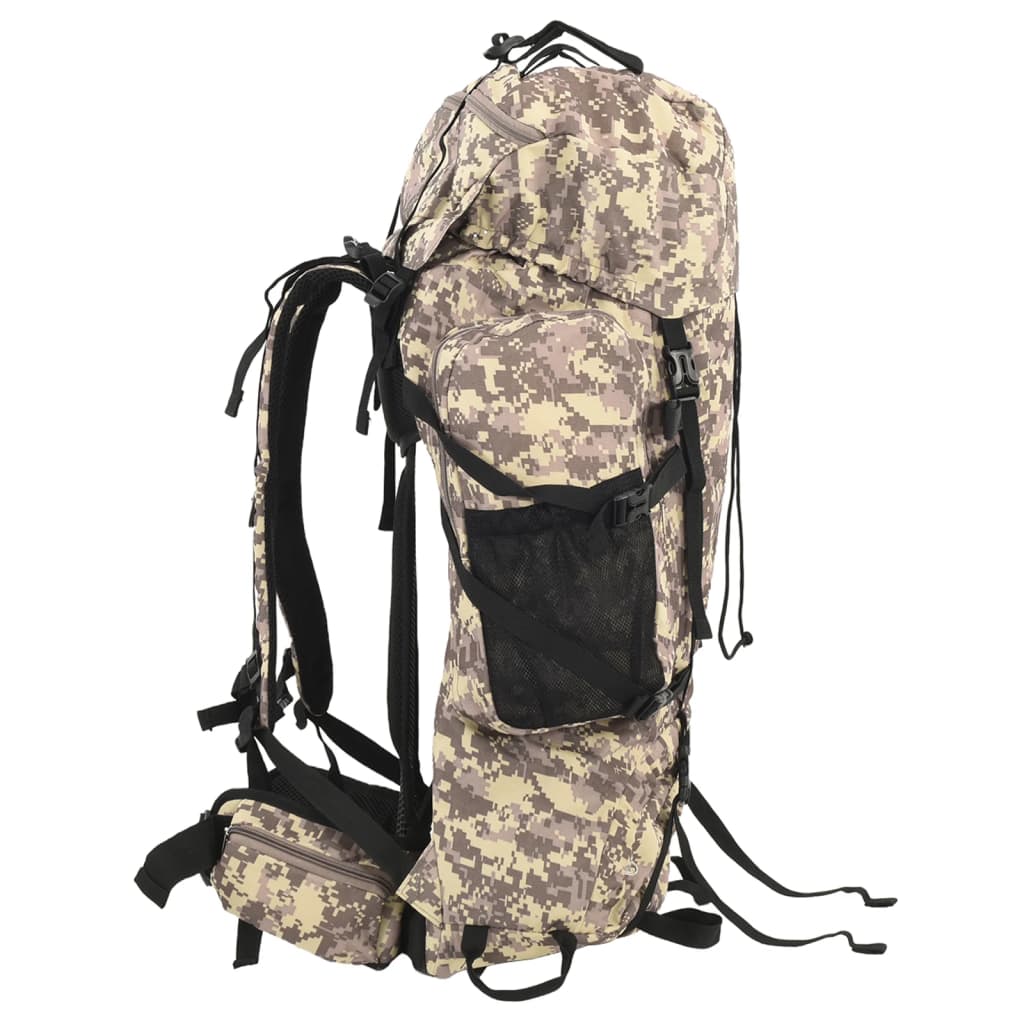 vidaXL Zaino da Trekking Cammello Mimetico 80 L in Tessuto Oxford