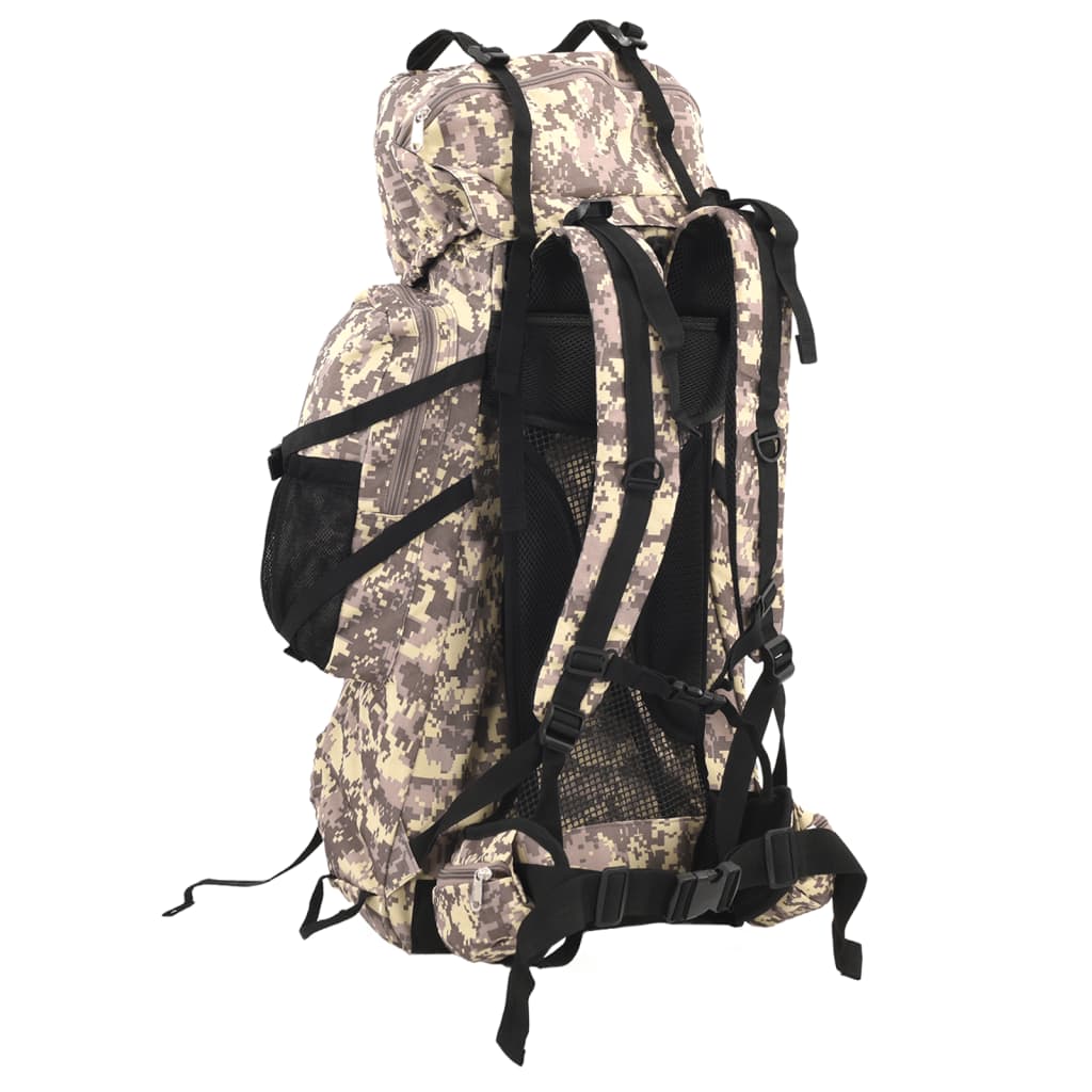 vidaXL Zaino da Trekking Cammello Mimetico 80 L in Tessuto Oxford