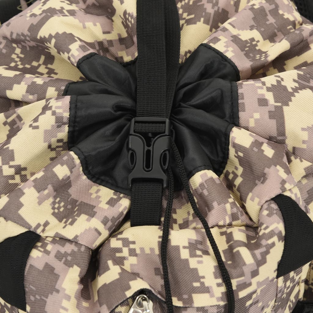 vidaXL Zaino da Trekking Cammello Mimetico 80 L in Tessuto Oxford
