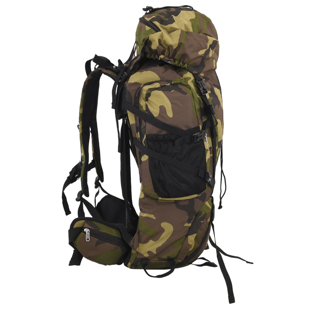 vidaXL Zaino da Trekking Verde Mimetico 100 L in Tessuto Oxford
