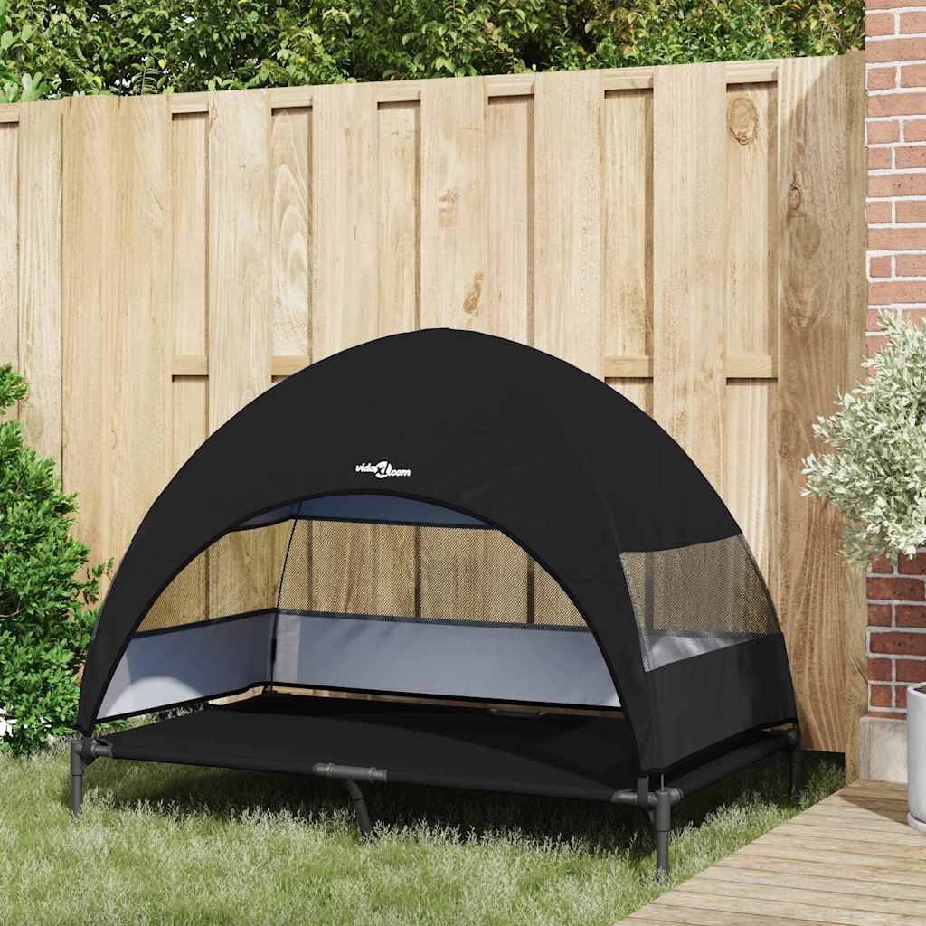 vidaXL Cuccia Rialzata per Cani, 127 x 81 x 108 cm, in Tessuto e Acciaio, Nero