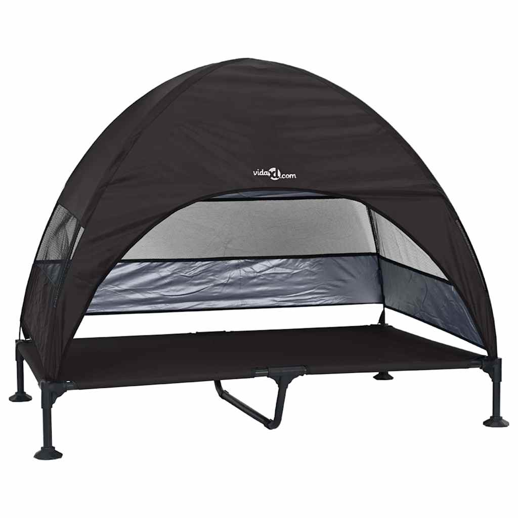 vidaXL Cuccia Rialzata per Cani, 127 x 81 x 108 cm, in Tessuto e Acciaio, Nero