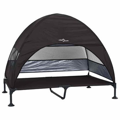 vidaXL Cuccia Rialzata per Cani, 127 x 81 x 108 cm, in Tessuto e Acciaio, Nero