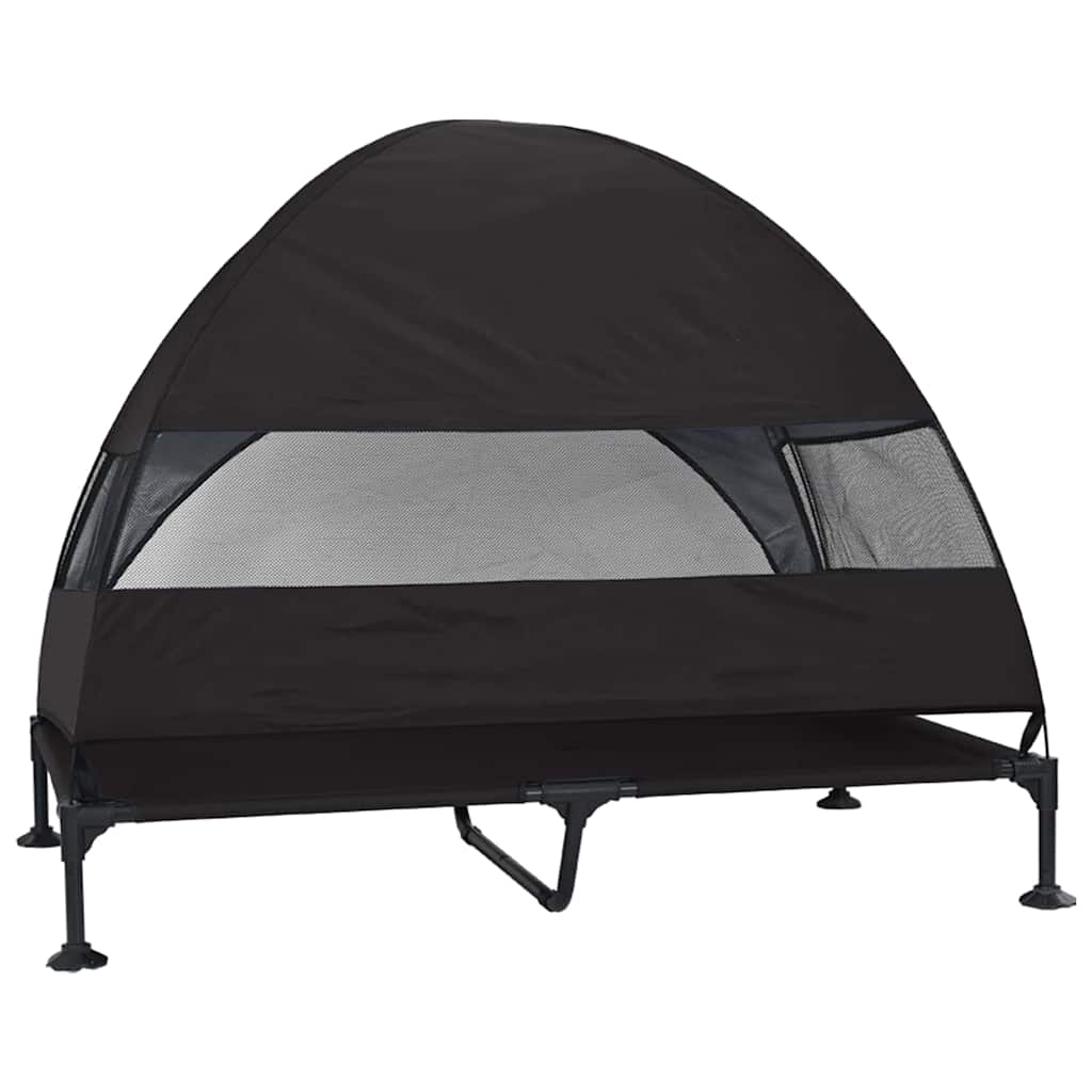 vidaXL Cuccia Rialzata per Cani, 127 x 81 x 108 cm, in Tessuto e Acciaio, Nero