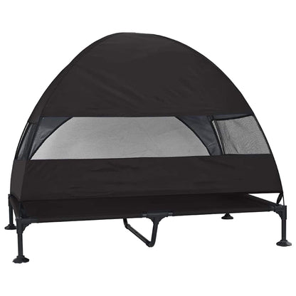 vidaXL Cuccia Rialzata per Cani, 127 x 81 x 108 cm, in Tessuto e Acciaio, Nero