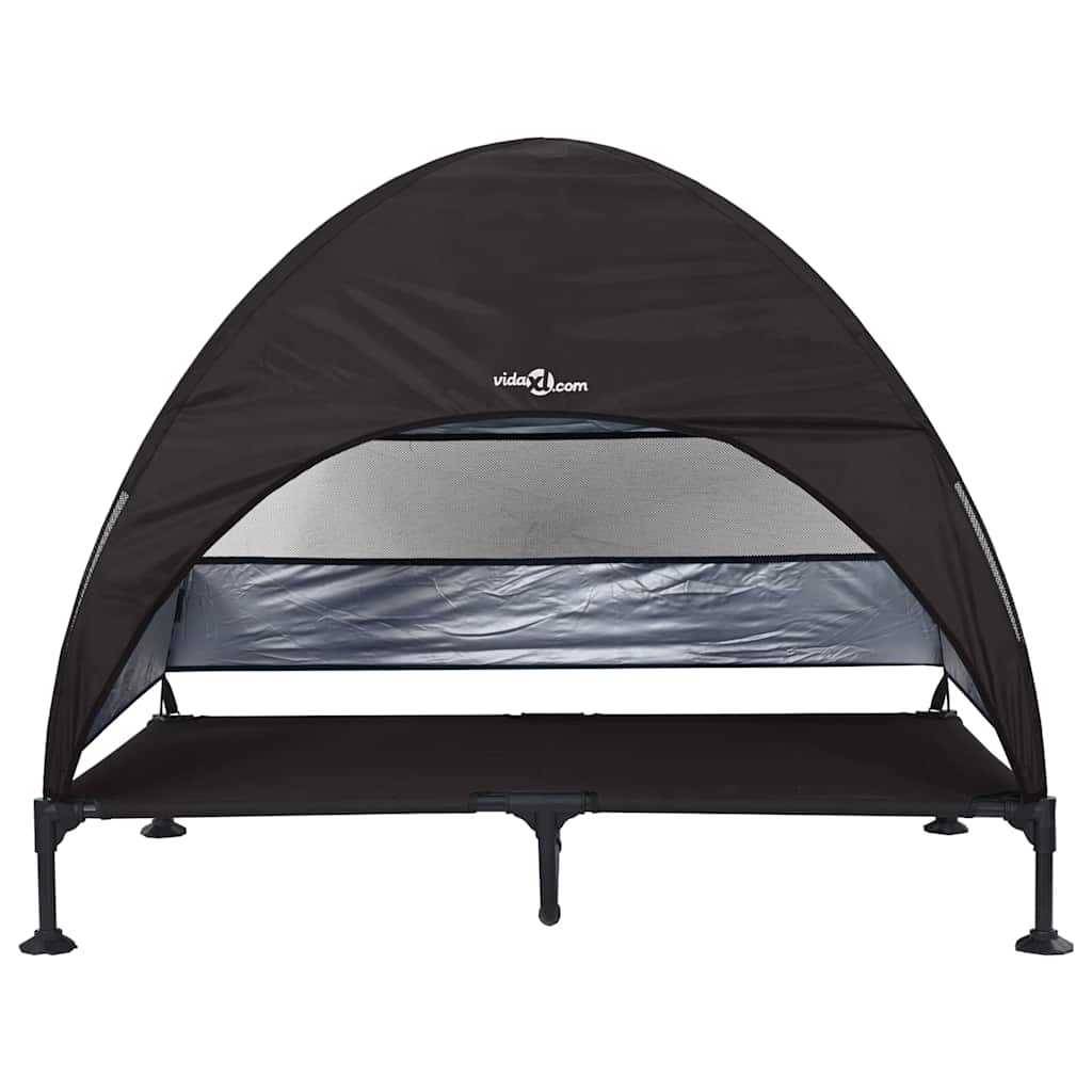 vidaXL Cuccia Rialzata per Cani, 127 x 81 x 108 cm, in Tessuto e Acciaio, Nero