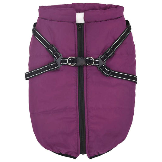 vidaXL Cappottino per cani con pettorina, impermeabile e riflettente, viola, L48